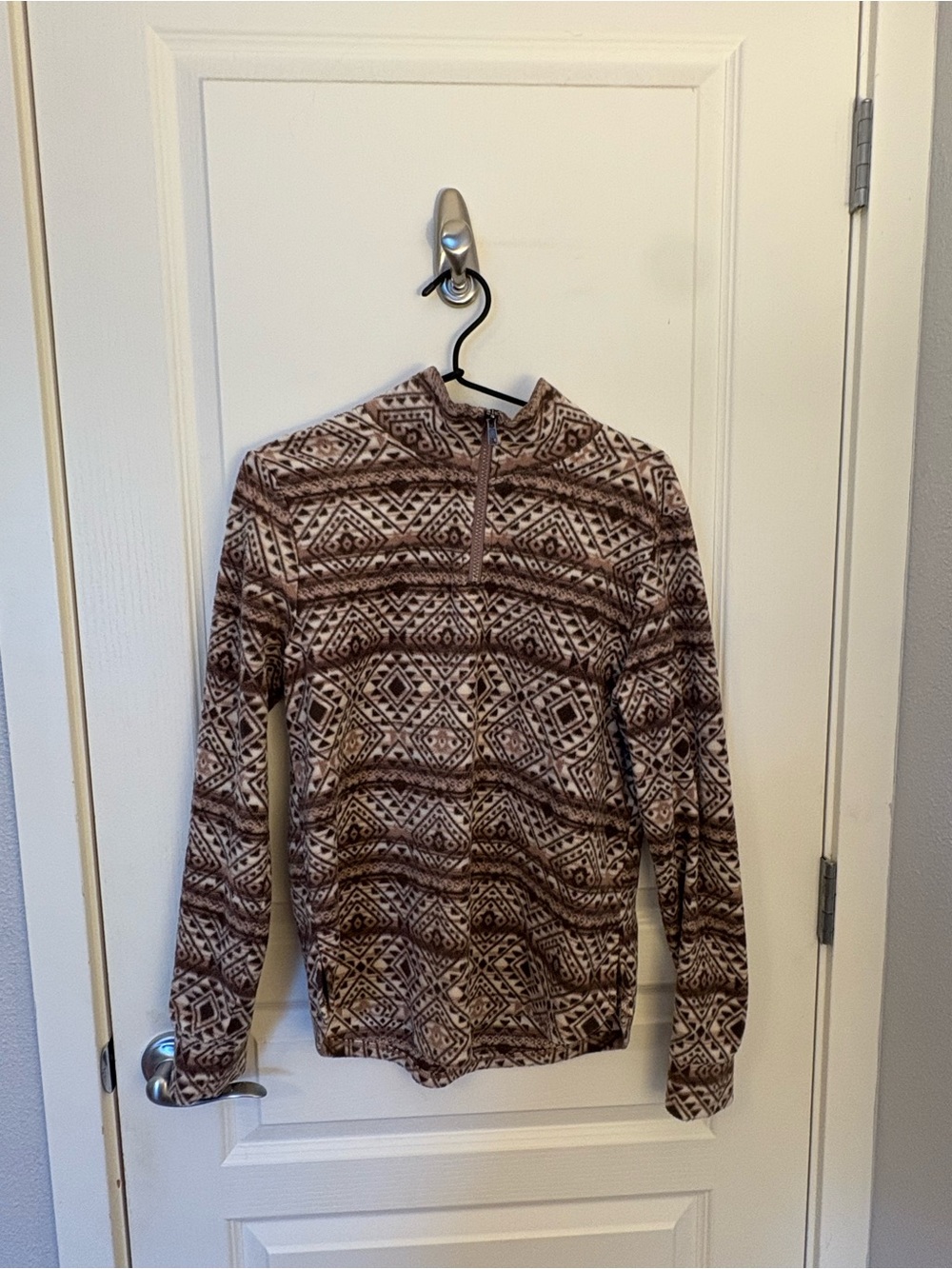 Cozy Brown Aztec Half-Zip Pullover